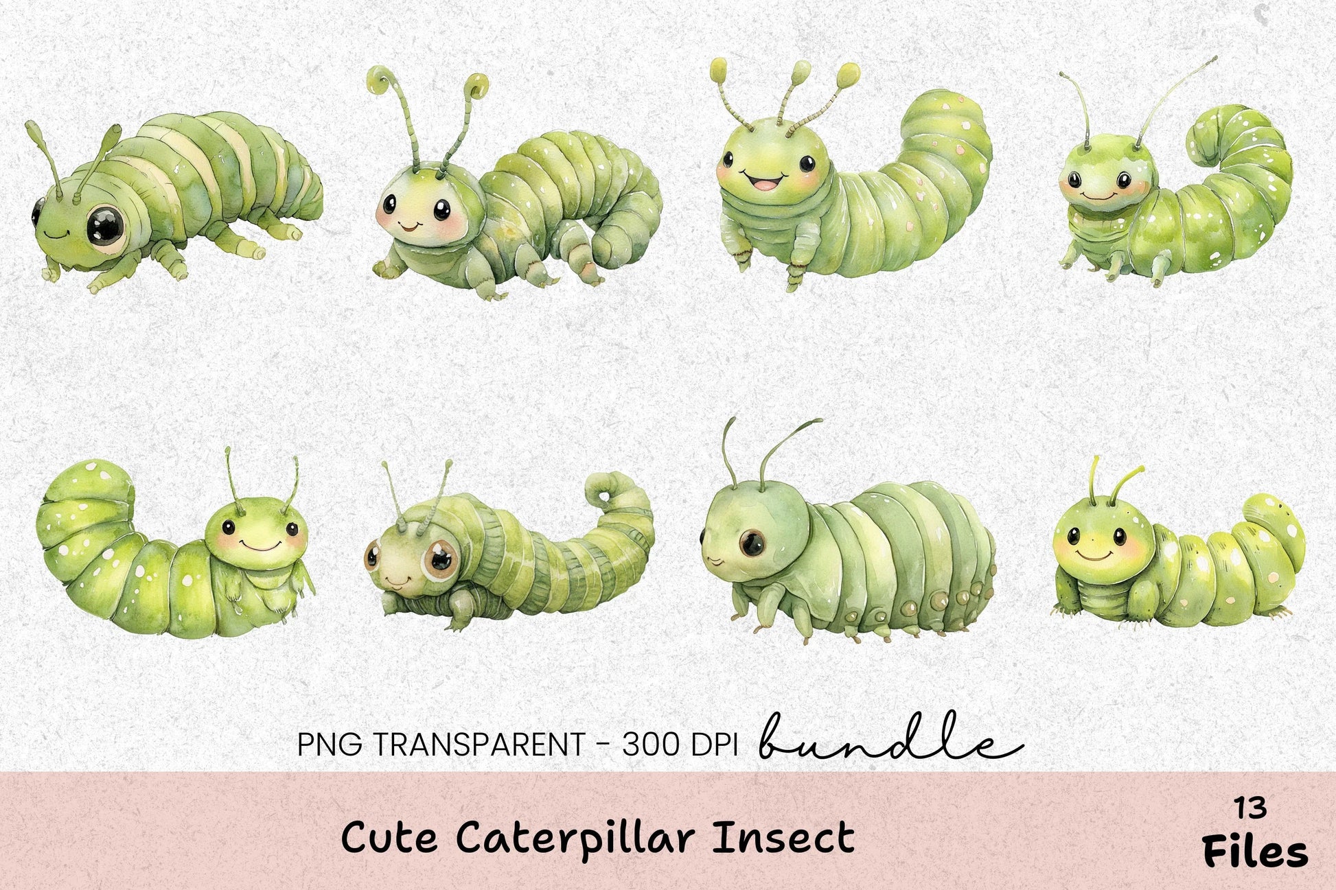 Cute Caterpillar Insect Clipart Bundle - CraftNest - Digital Crafting and Art