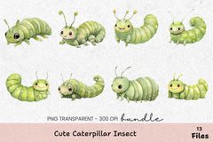Cute Caterpillar Insect Clipart Bundle - CraftNest - Digital Crafting and Art