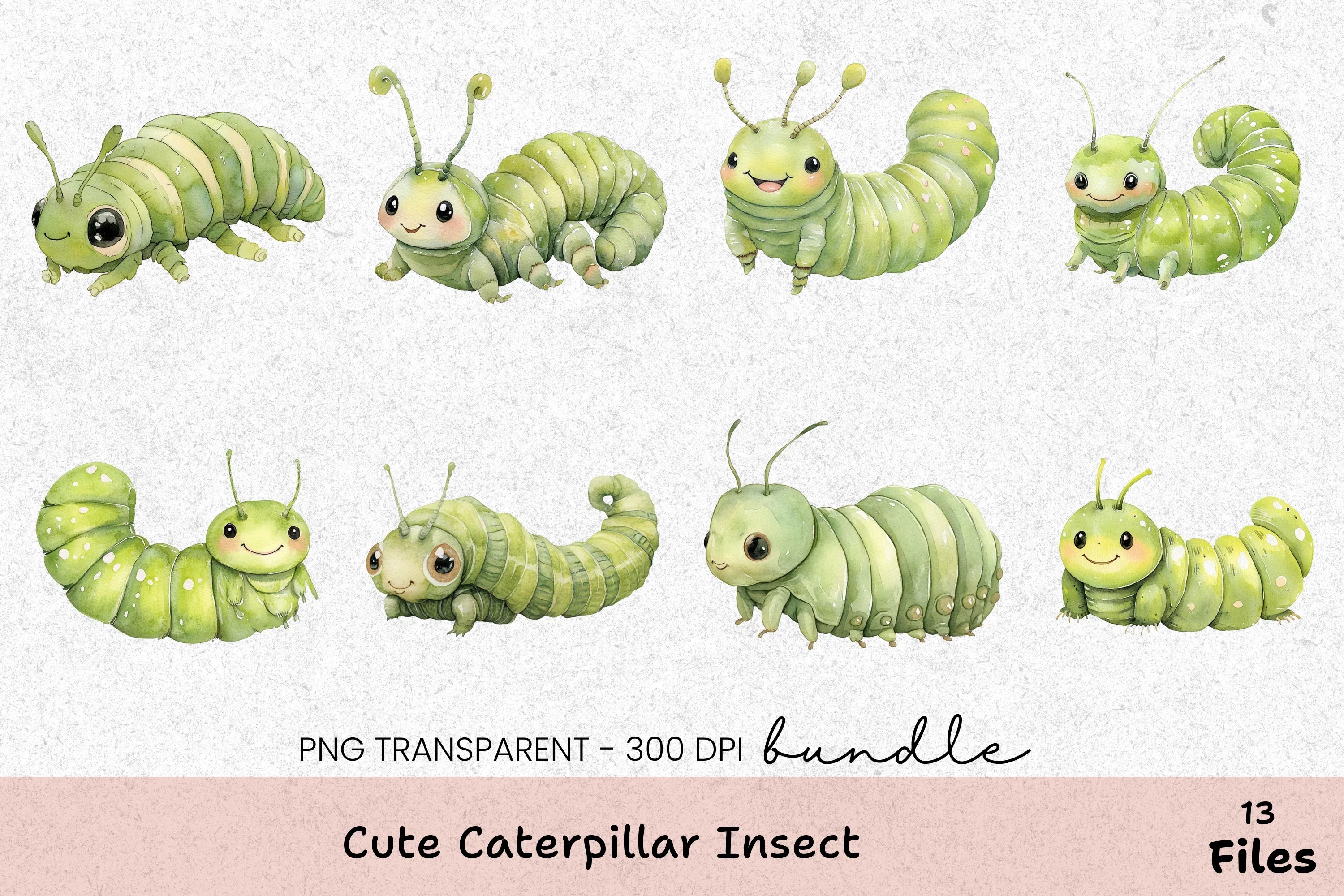 Cute Caterpillar Insect Clipart Bundle - CraftNest - Digital Crafting and Art
