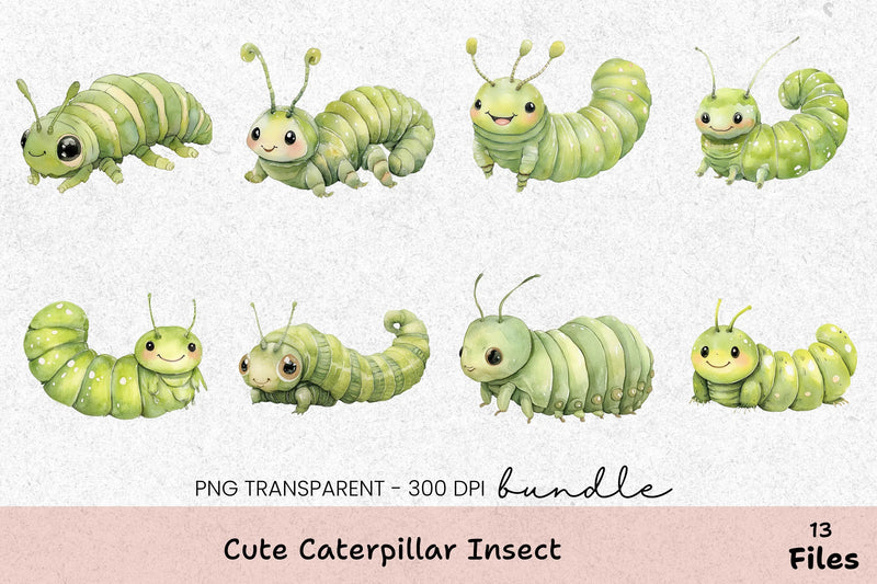 Cute Caterpillar Insect Clipart Bundle - CraftNest - Digital Crafting and Art