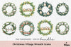 Christmas Village Wreath Scene Clipart Bundle