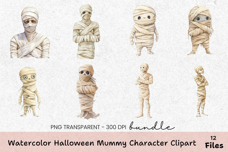 Halloween Mummy Character Clipart Bundle - CraftNest - Digital Crafting and Art