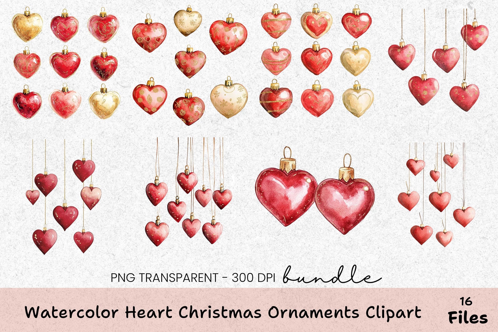 Heart Christmas Ornaments Clipart Bundle - CraftNest - Digital Crafting and Art