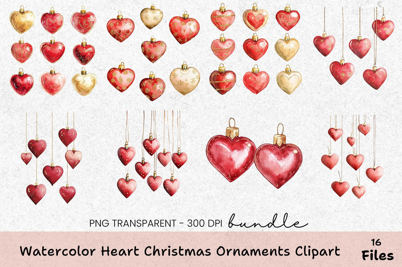 Heart Christmas Ornaments Clipart Bundle - CraftNest - Digital Crafting and Art