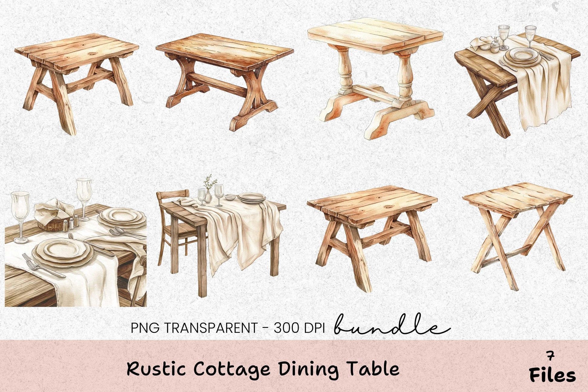 Rustic Cottage Dining Table Clipart Bundle - CraftNest - Digital Crafting and Art