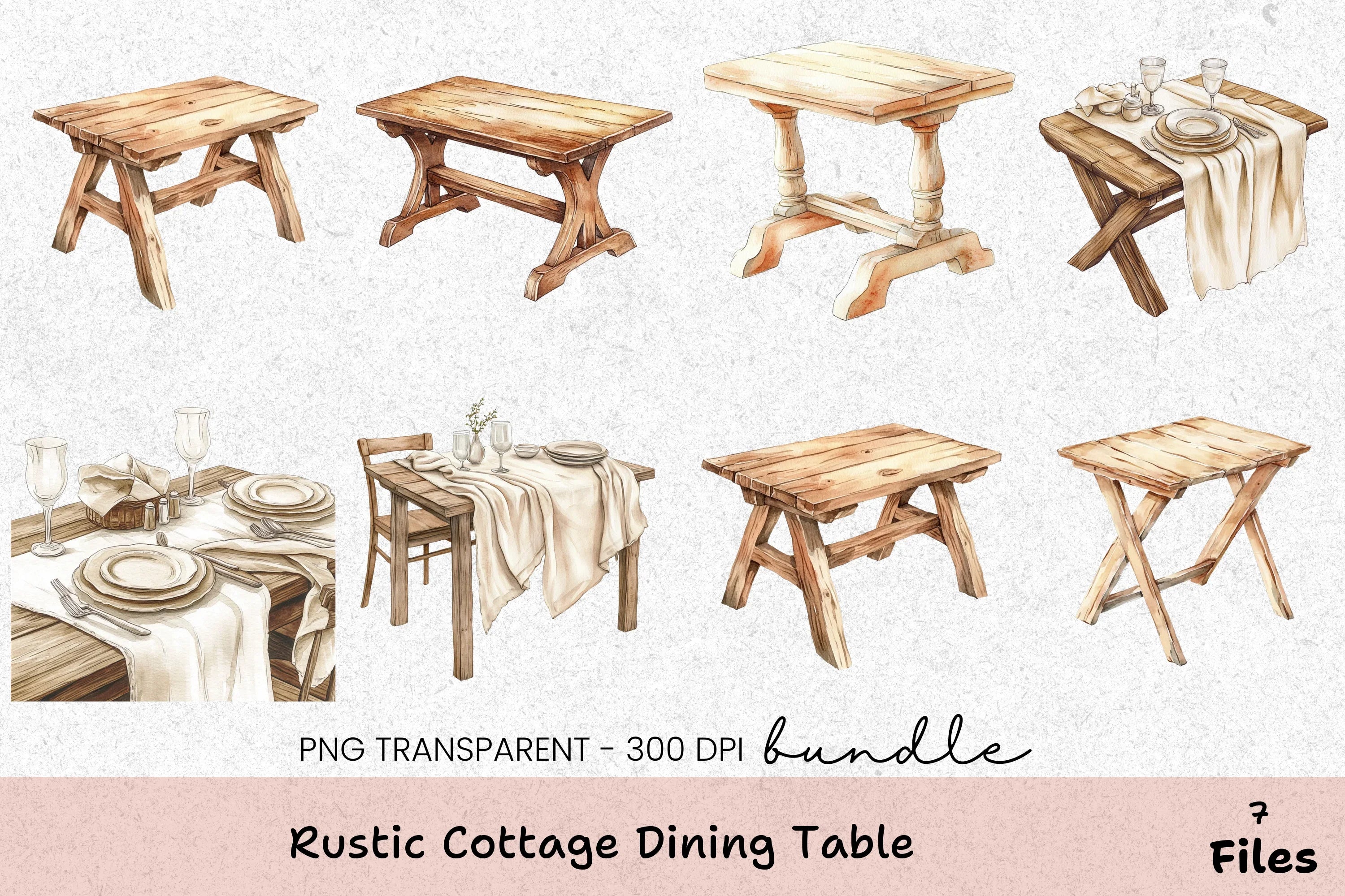 Rustic Cottage Dining Table Clipart Bundle - CraftNest - Digital Crafting and Art