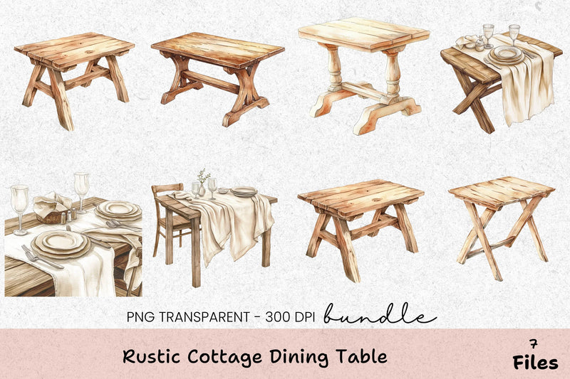 Rustic Cottage Dining Table Clipart Bundle - CraftNest - Digital Crafting and Art