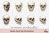 Gothic Skull Ink Illustration Clipart Bundle