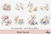 Floral Tea Set Clipart Bundle