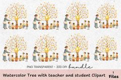 Tree with Teacher and Student Clipart Bundle - CraftNest - Digital Crafting and Art
