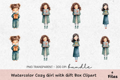 Cozy Girl Gift Box Clipart Bundle - CraftNest - Digital Crafting and Art