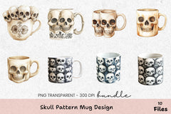 Skull Pattern Design Mug Wrap Bundle - CraftNest - Digital Crafting and Art