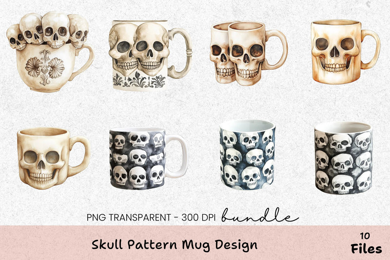 Skull Pattern Design Mug Wrap Bundle - CraftNest - Digital Crafting and Art