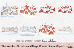 Christmas Village Winter Scene Clipart Bundle - CraftNest - Digital Crafting and Art