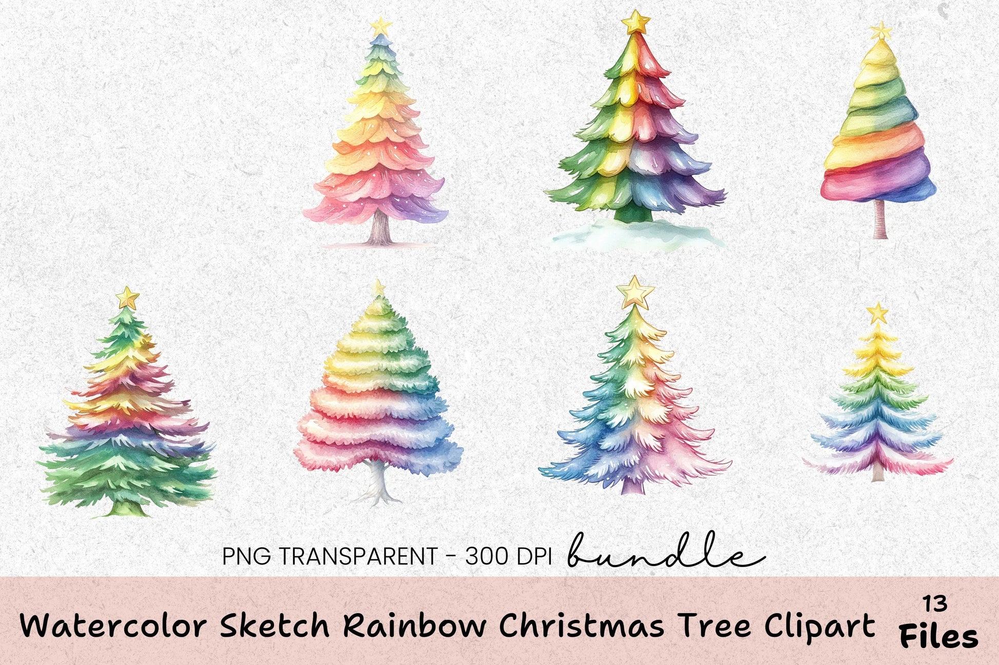 Rainbow Christmas Tree Clipart Bundle - CraftNest - Digital Crafting and Art