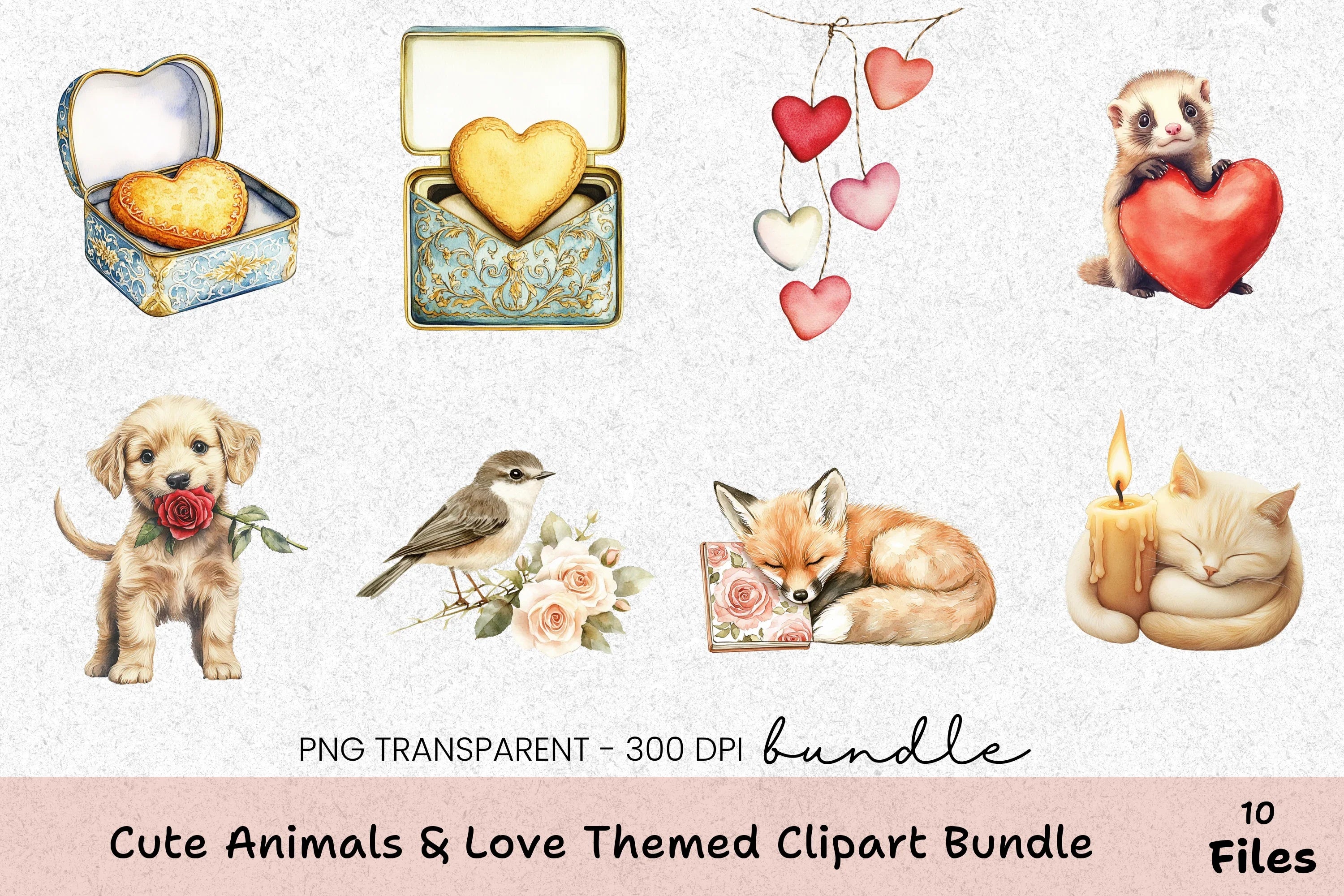 Cute Animals & Love Clipart Bundle - CraftNest - Digital Crafting and Art