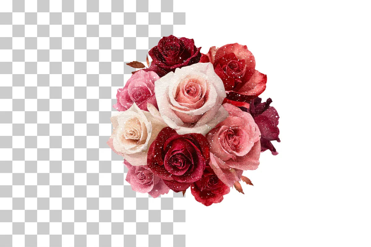 Red Rose Glittering Fantasy Flower Clipart Bundle - CraftNest - Digital Crafting and Art