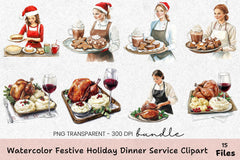 Festive Holiday Dinner Service Clipart Bundle - CraftNest - Digital Crafting and Art