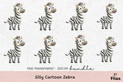 Silly Cartoon Zebra Clipart Bundle - CraftNest - Digital Crafting and Art