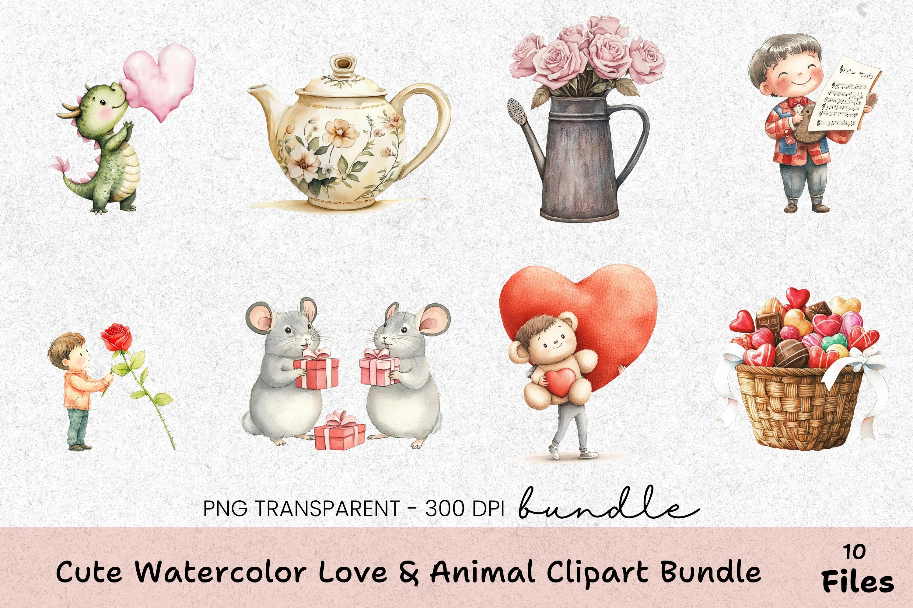 Cute Love & Animal Clipart Bundle - CraftNest - Digital Crafting and Art