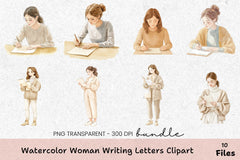 Elegant Woman Writing Letters Clipart Bundle - CraftNest - Digital Crafting and Art