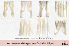Vintage Lace Curtains Clipart Bundle - CraftNest - Digital Crafting and Art
