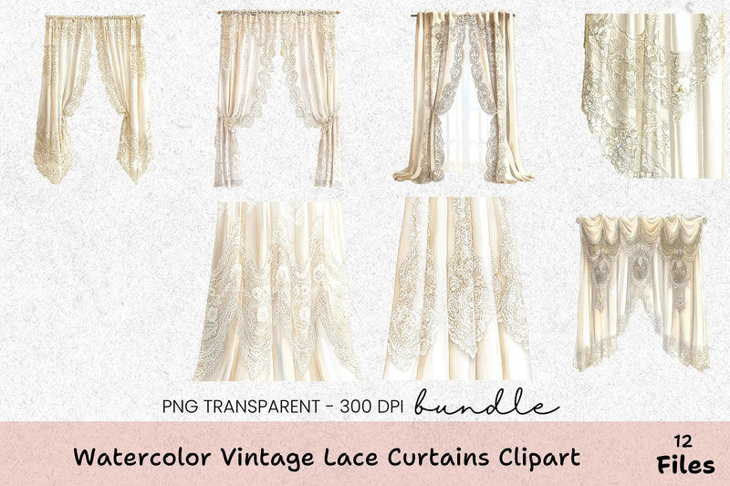 Vintage Lace Curtains Clipart Bundle - CraftNest - Digital Crafting and Art
