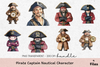 Pirate Captain Nautical Character Clipart Bundle
