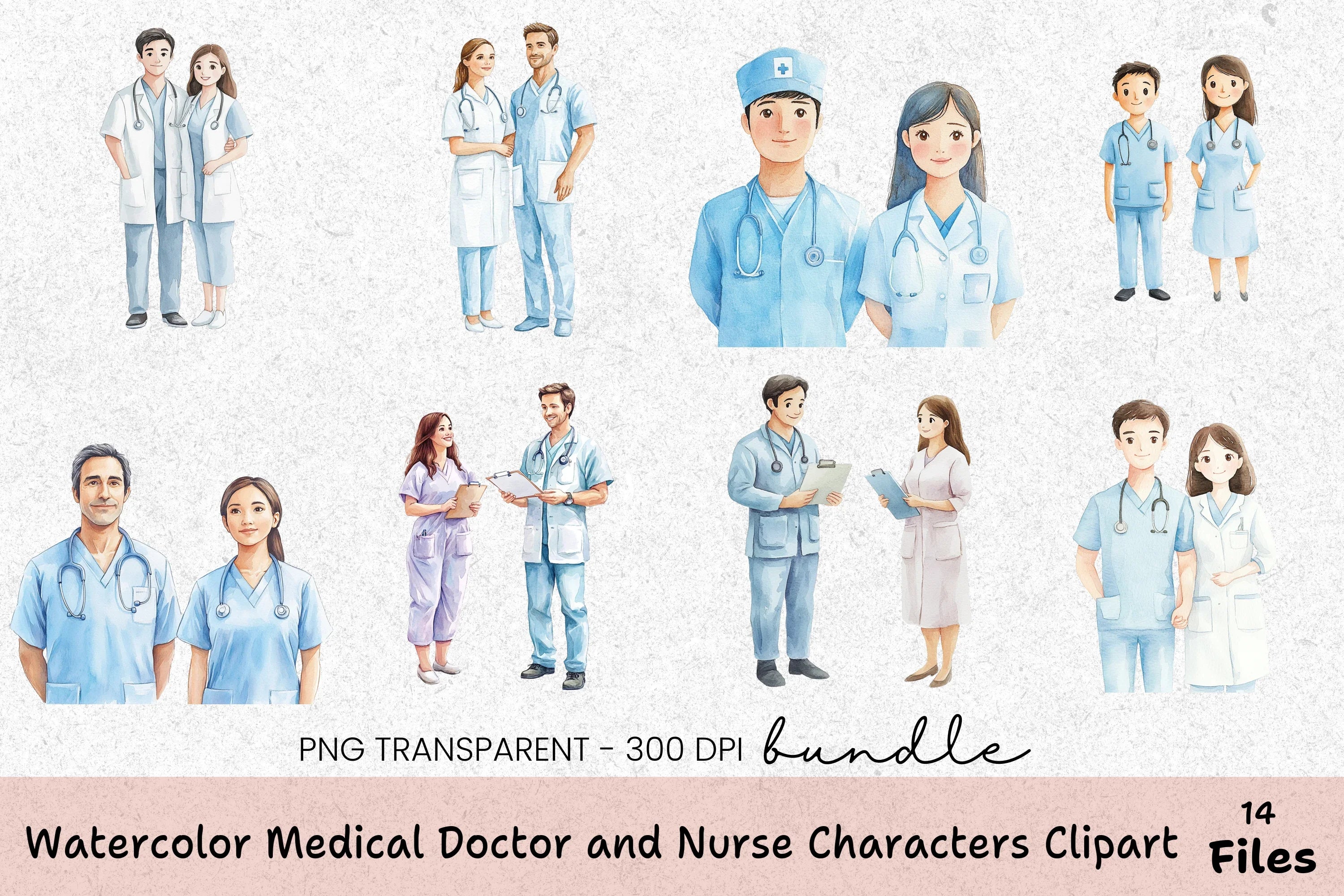 Medical Doctor and Nurse Characters Clipart Bundle - CraftNest - Digital Crafting and Art