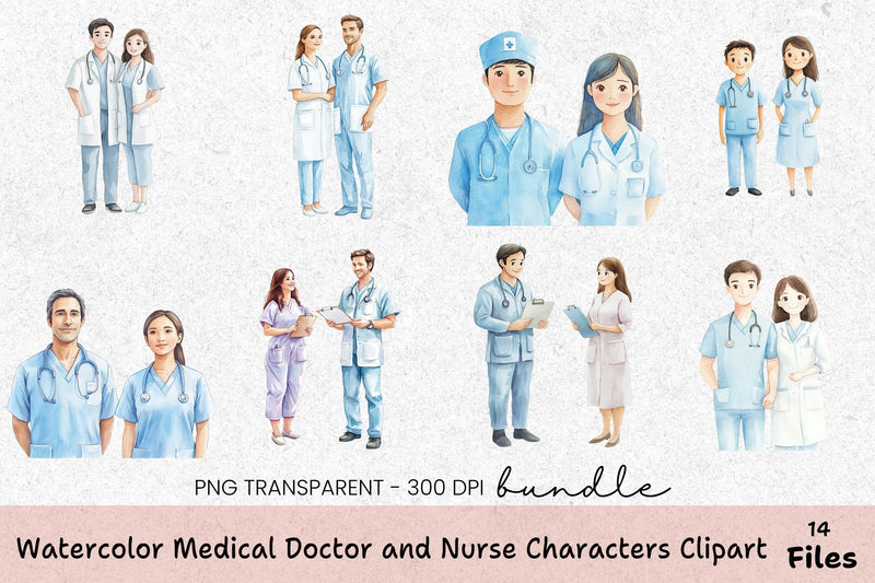 Medical Doctor and Nurse Characters Clipart Bundle - CraftNest - Digital Crafting and Art