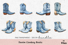 Denim Cowboy Boots Clipart Bundle - CraftNest - Digital Crafting and Art