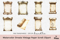 Ornate Vintage Paper Scroll Clipart Bundle - CraftNest - Digital Crafting and Art