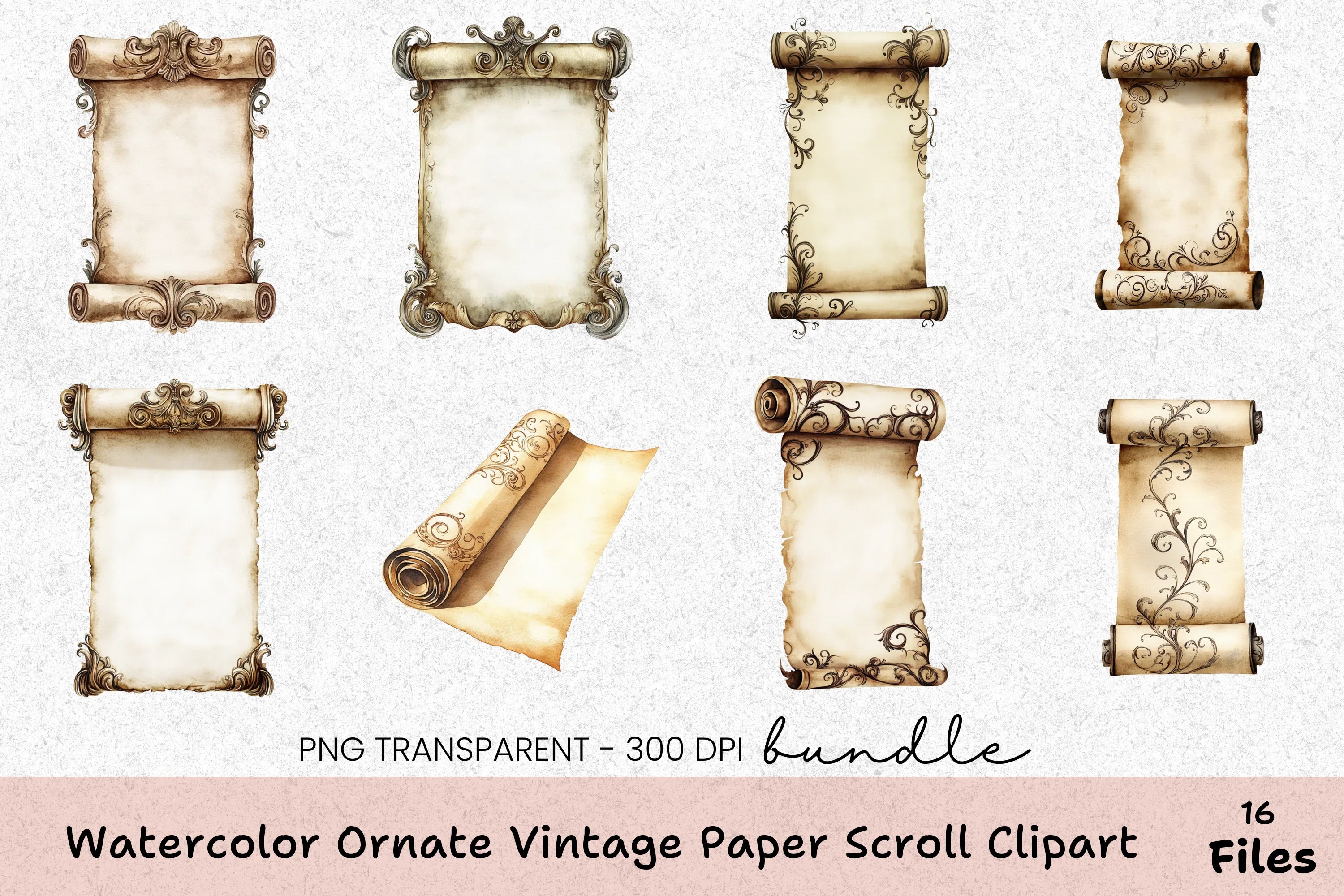 Ornate Vintage Paper Scroll Clipart Bundle - CraftNest - Digital Crafting and Art