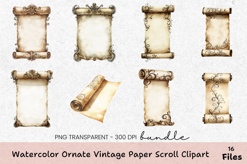 Ornate Vintage Paper Scroll Clipart Bundle - CraftNest - Digital Crafting and Art