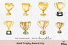 Gold Trophy Award Cup Clipart Bundle