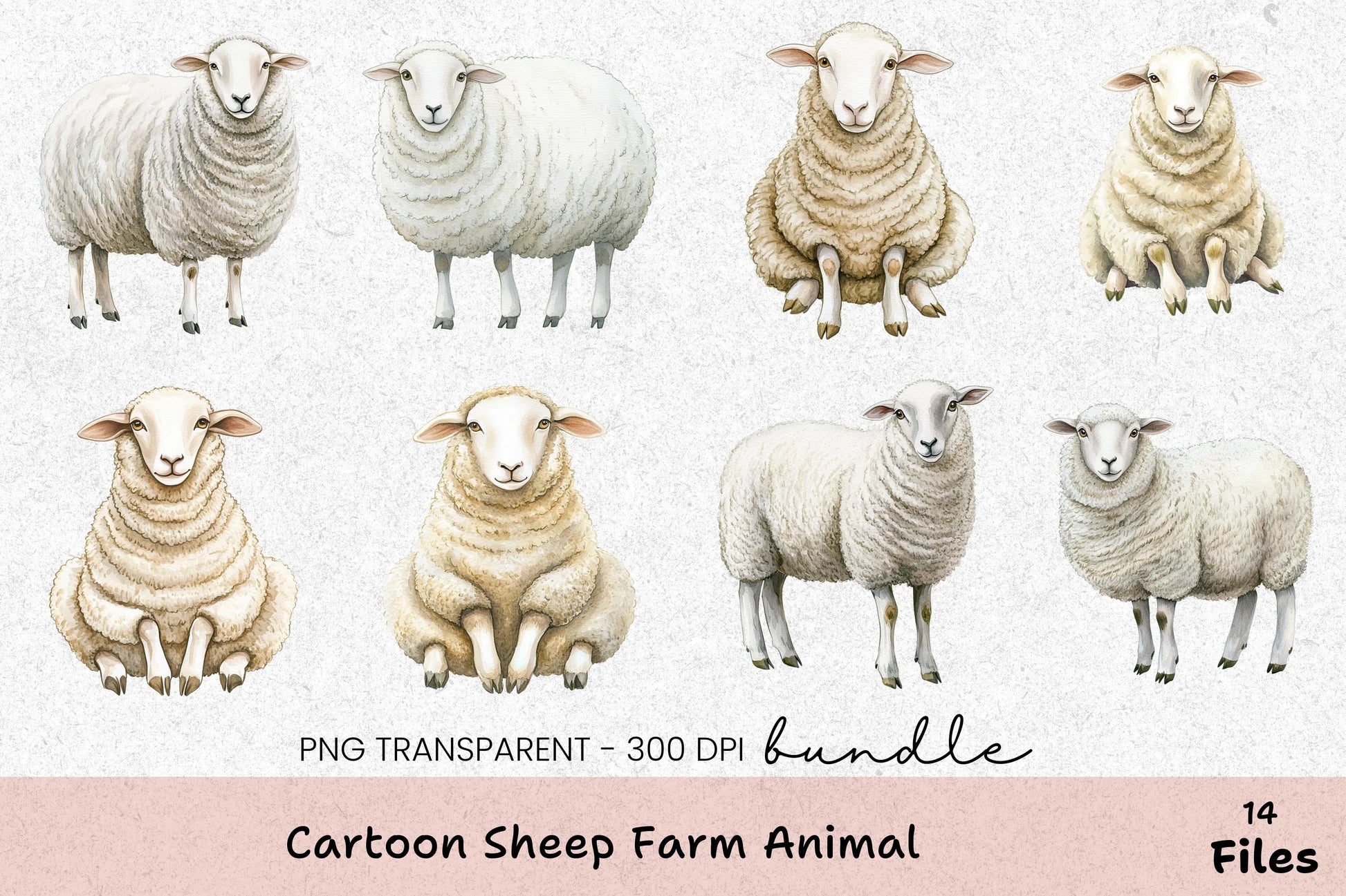 Cartoon Sheep Farm Animal Clipart Bundle - CraftNest - Digital Crafting and Art