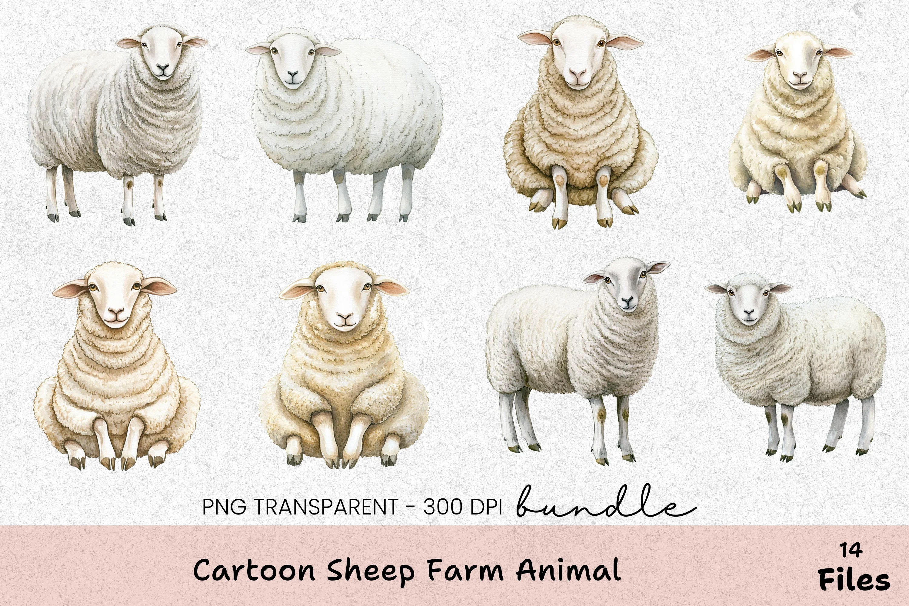 Cartoon Sheep Farm Animal Clipart Bundle - CraftNest - Digital Crafting and Art