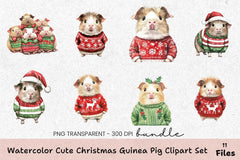 Cute Christmas Guinea Pig Clipart Bundle - CraftNest - Digital Crafting and Art