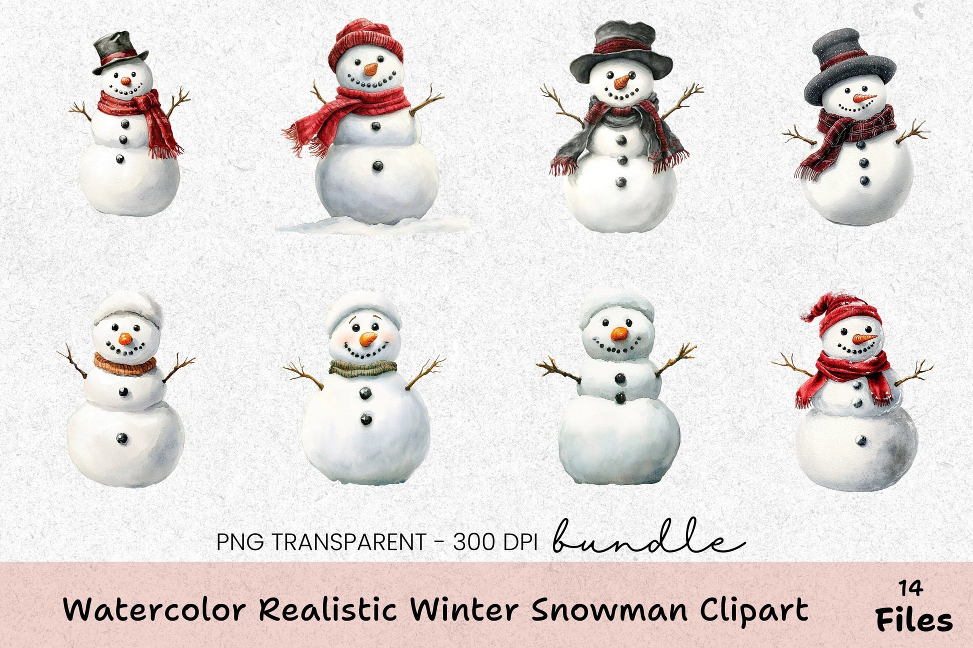 Realistic Winter Snowman Clipart Bundle - CraftNest - Digital Crafting and Art
