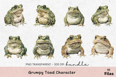 Grumpy Toad Character Clipart Bundle - CraftNest - Digital Crafting and Art