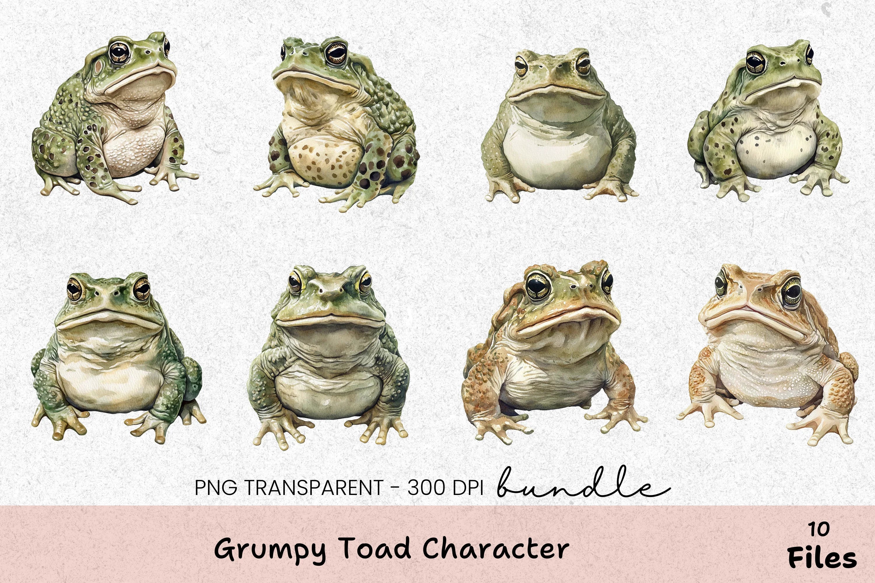 Grumpy Toad Character Clipart Bundle - CraftNest - Digital Crafting and Art