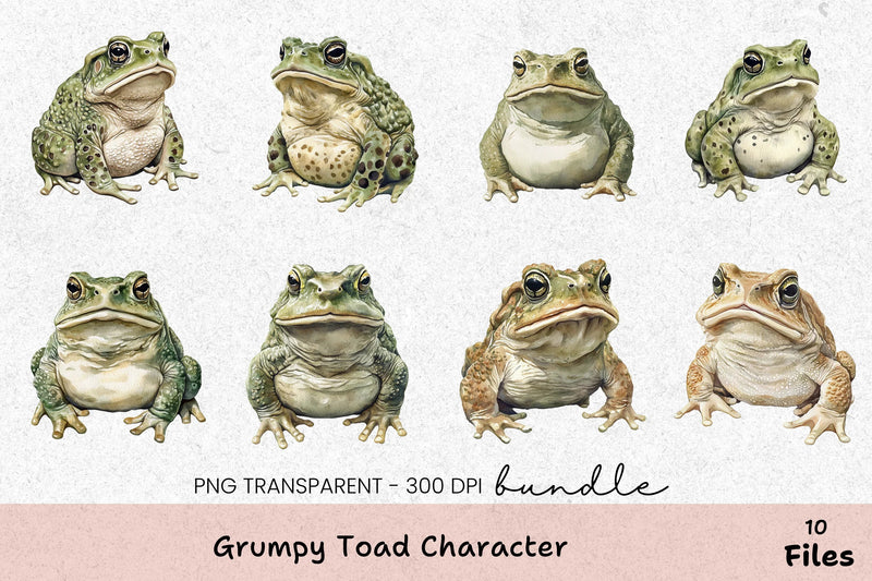 Grumpy Toad Character Clipart Bundle - CraftNest - Digital Crafting and Art