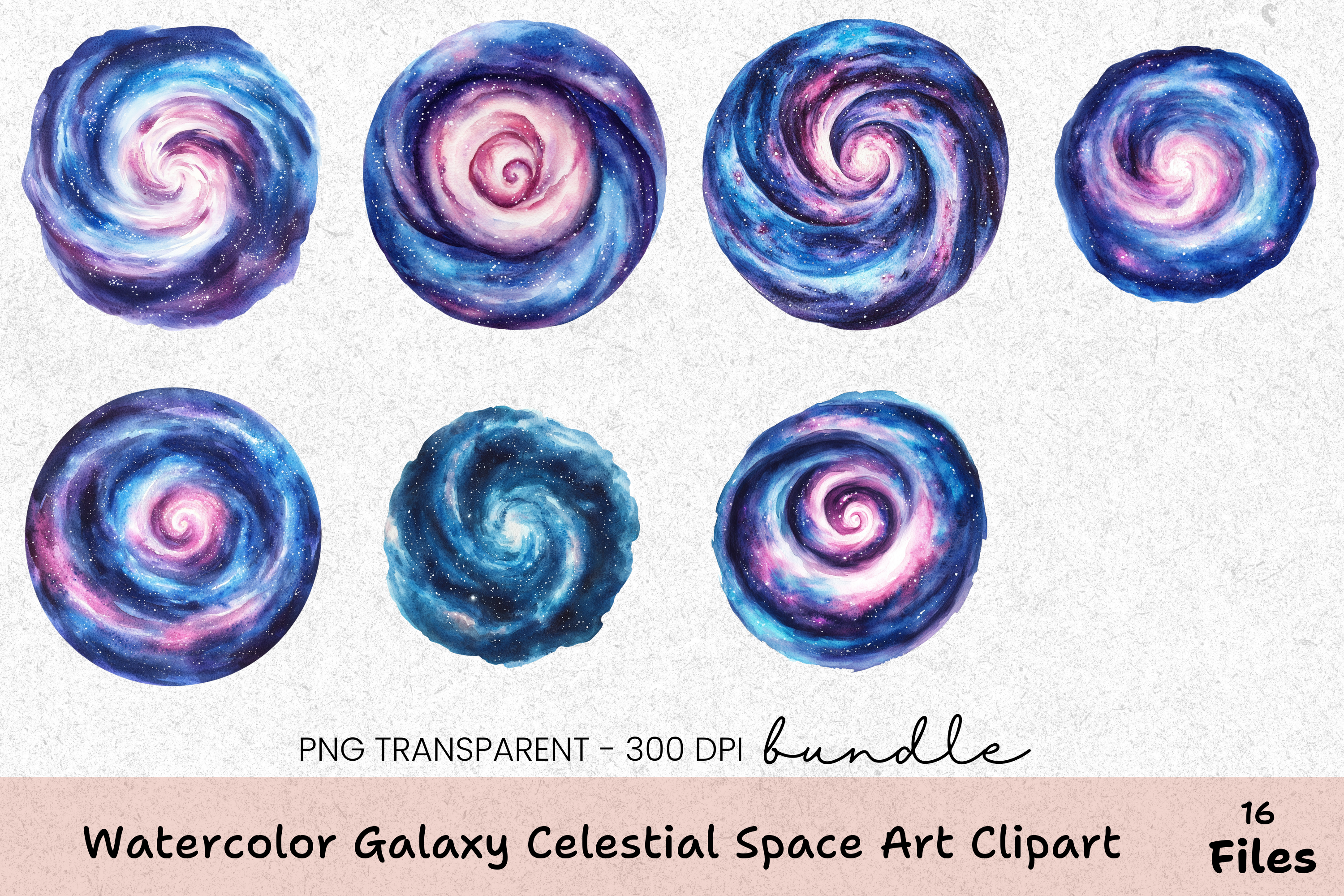 Galaxy Celestial Space Art Clipart Bundle