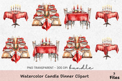 Candle Dinner Clipart Bundle - CraftNest - Digital Crafting and Art