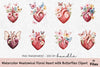 Anatomical Floral Heart with Butterflies Clipart Bundle
