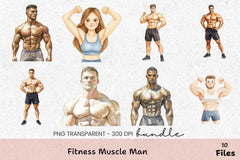 Fitness Muscle Man Clipart Bundle - CraftNest - Digital Crafting and Art