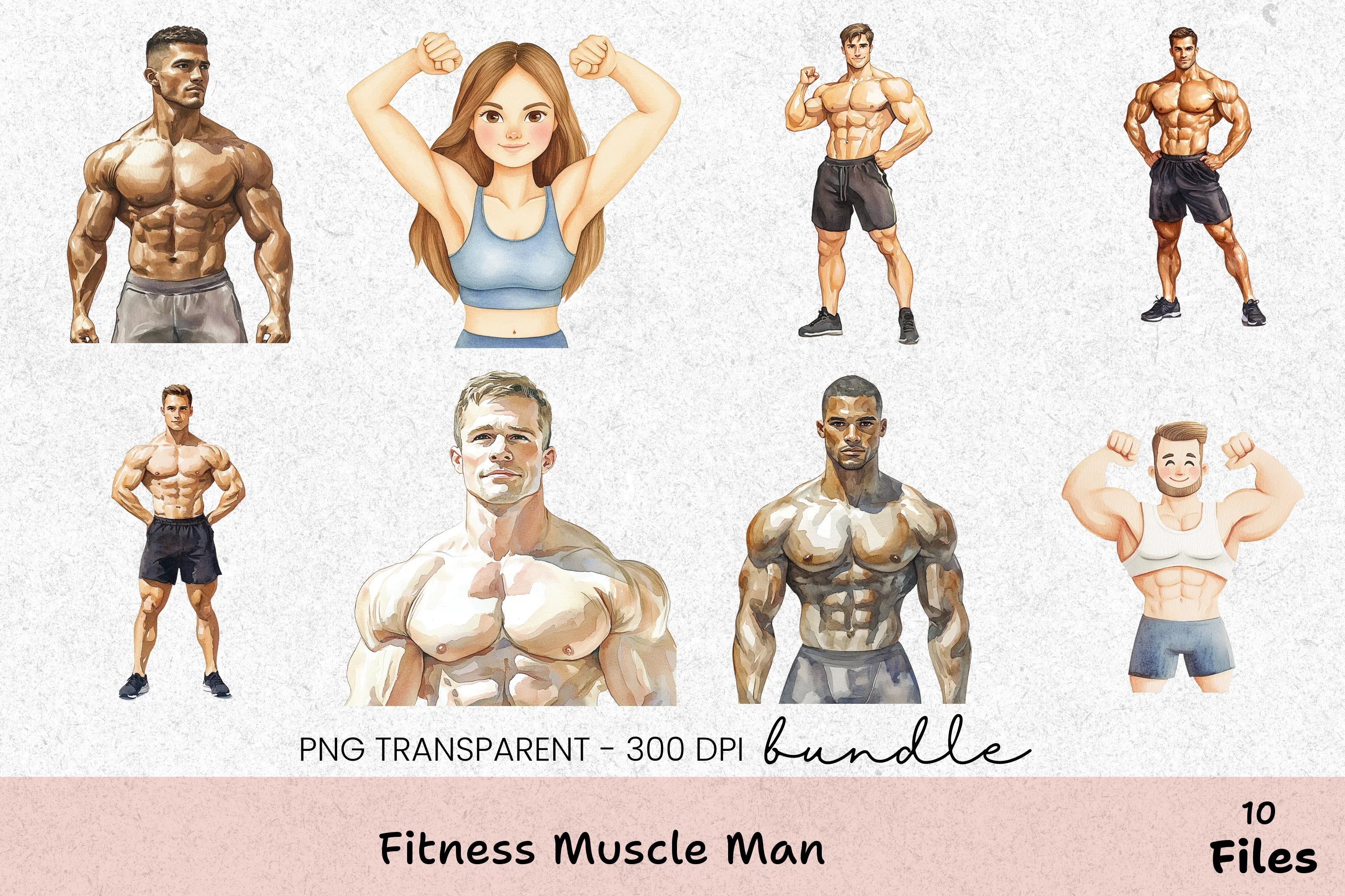 Fitness Muscle Man Clipart Bundle - CraftNest - Digital Crafting and Art