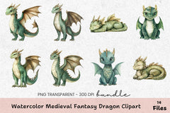 Medieval Fantasy Dragon Clipart Bundle - CraftNest - Digital Crafting and Art