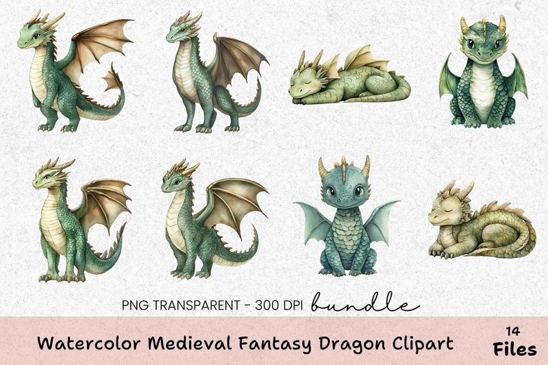Medieval Fantasy Dragon Clipart Bundle - CraftNest - Digital Crafting and Art