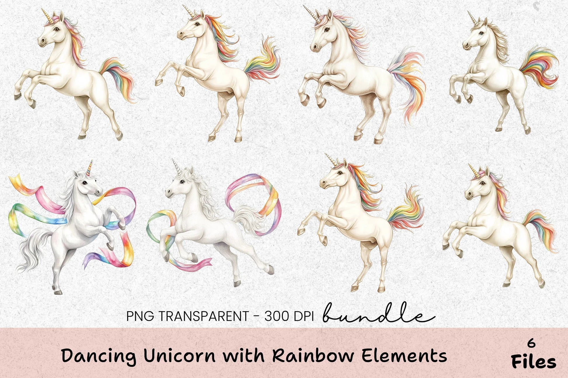 Dancing Unicorn with Rainbow Elements Clipart Bundle - CraftNest - Digital Crafting and Art
